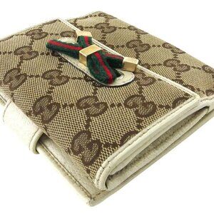 GUCCI Bifold Wallet Beige Brown Green Women 167465 Authentic secondhand